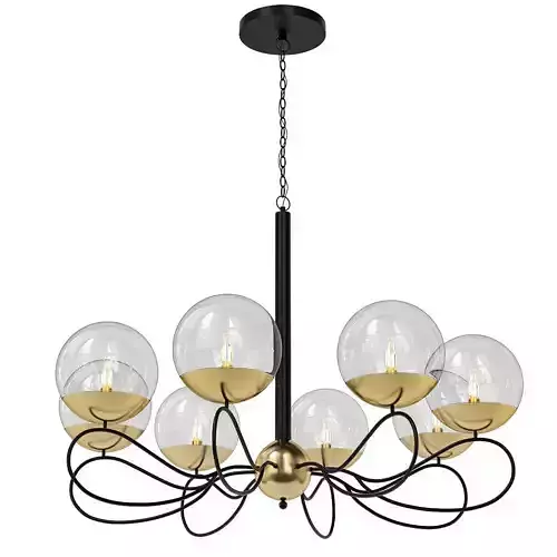 Untitled light chandelier in brass and gold with glass globes