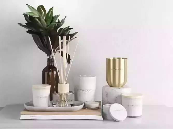 Fragrance Collection with Leaves 3D model