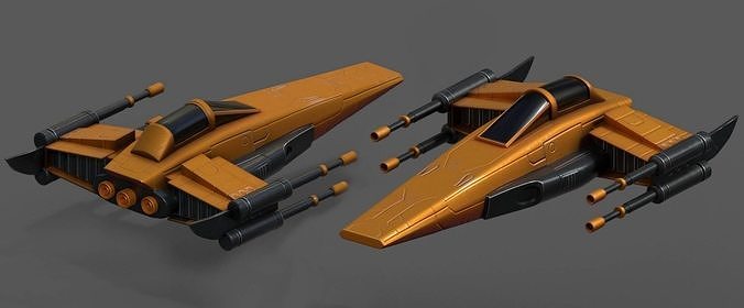 Spaceship starship futuristic spacecraft space scifi military  Low-poly 3D model