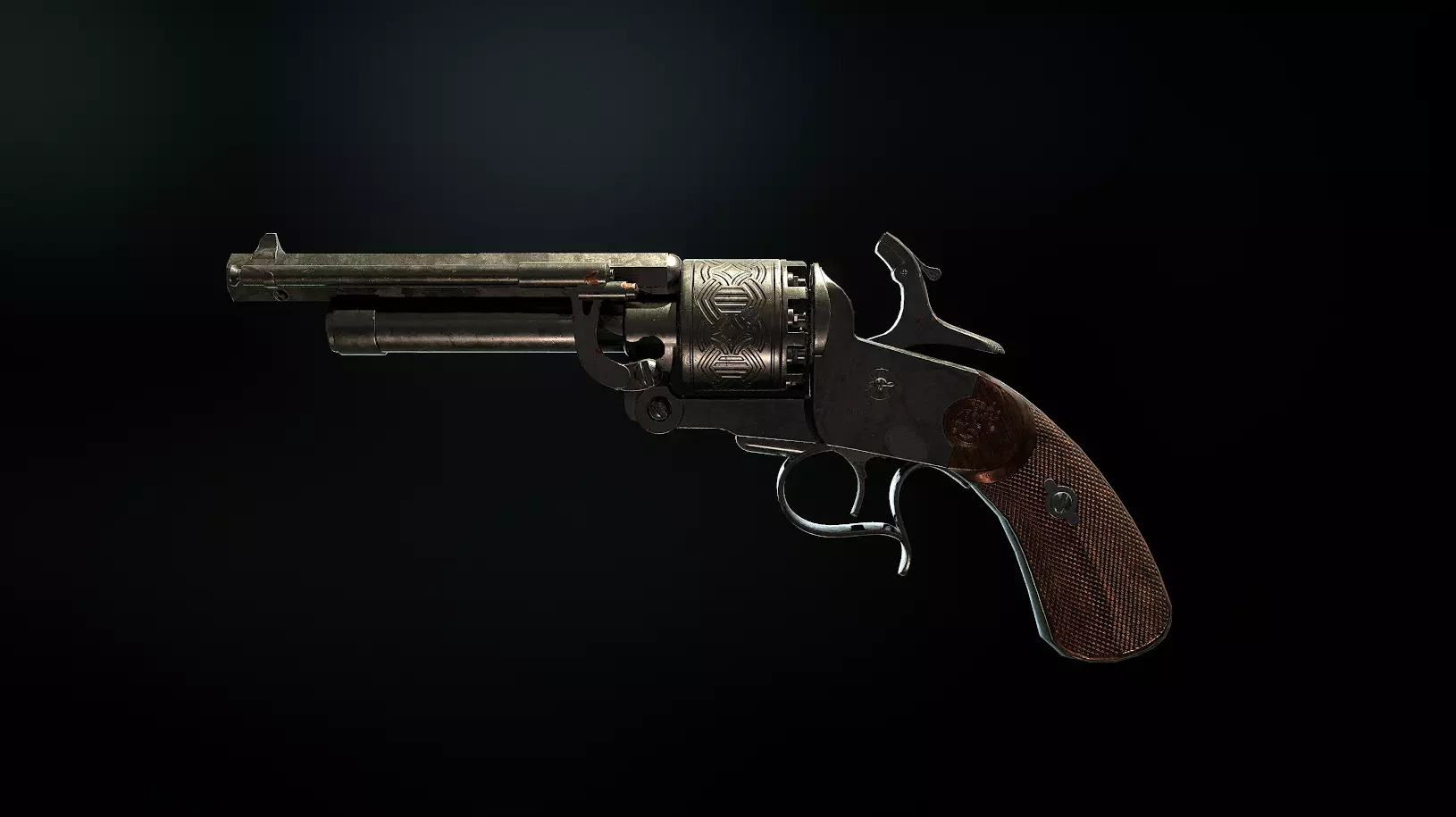 LeMat Revolver Low Poly and High Poly models Low-poly 3D model