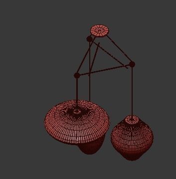 triple bubble lamp fixture 3D model_4