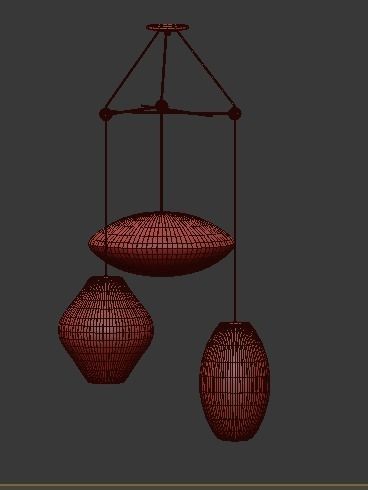 triple bubble lamp fixture 3D model_8