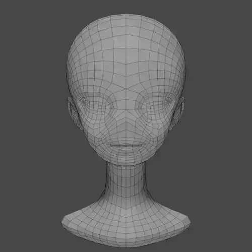 Low-poly anime girl head Free 3D model