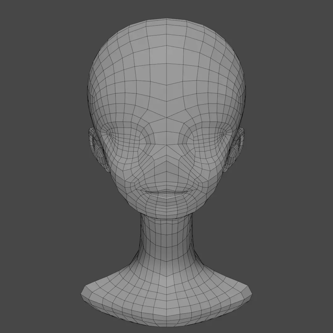 Low-poly anime girl head Free 3D model_0