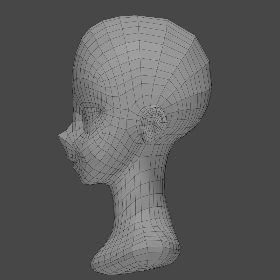 Low-poly anime girl head Free 3D model_1