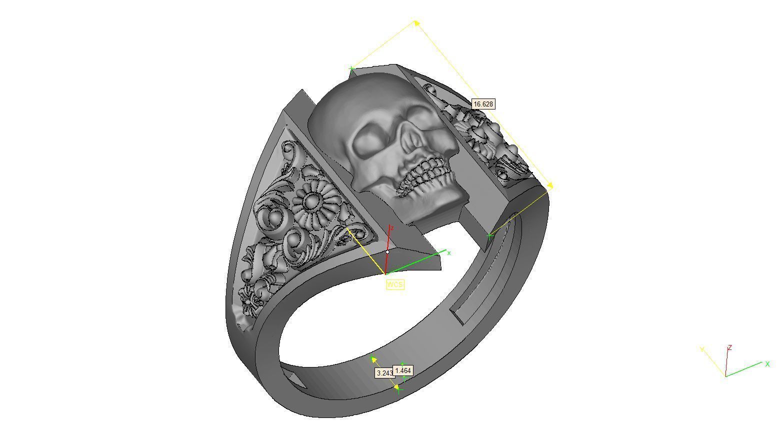 Skull-10 sterling silver skull ring 3D print model_5