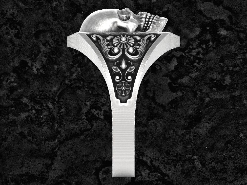 Skull-10 sterling silver skull ring 3D print model_3