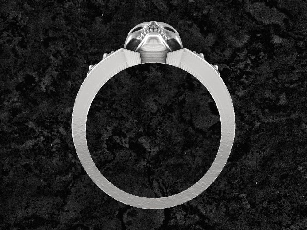 Skull-10 sterling silver skull ring 3D print model_4