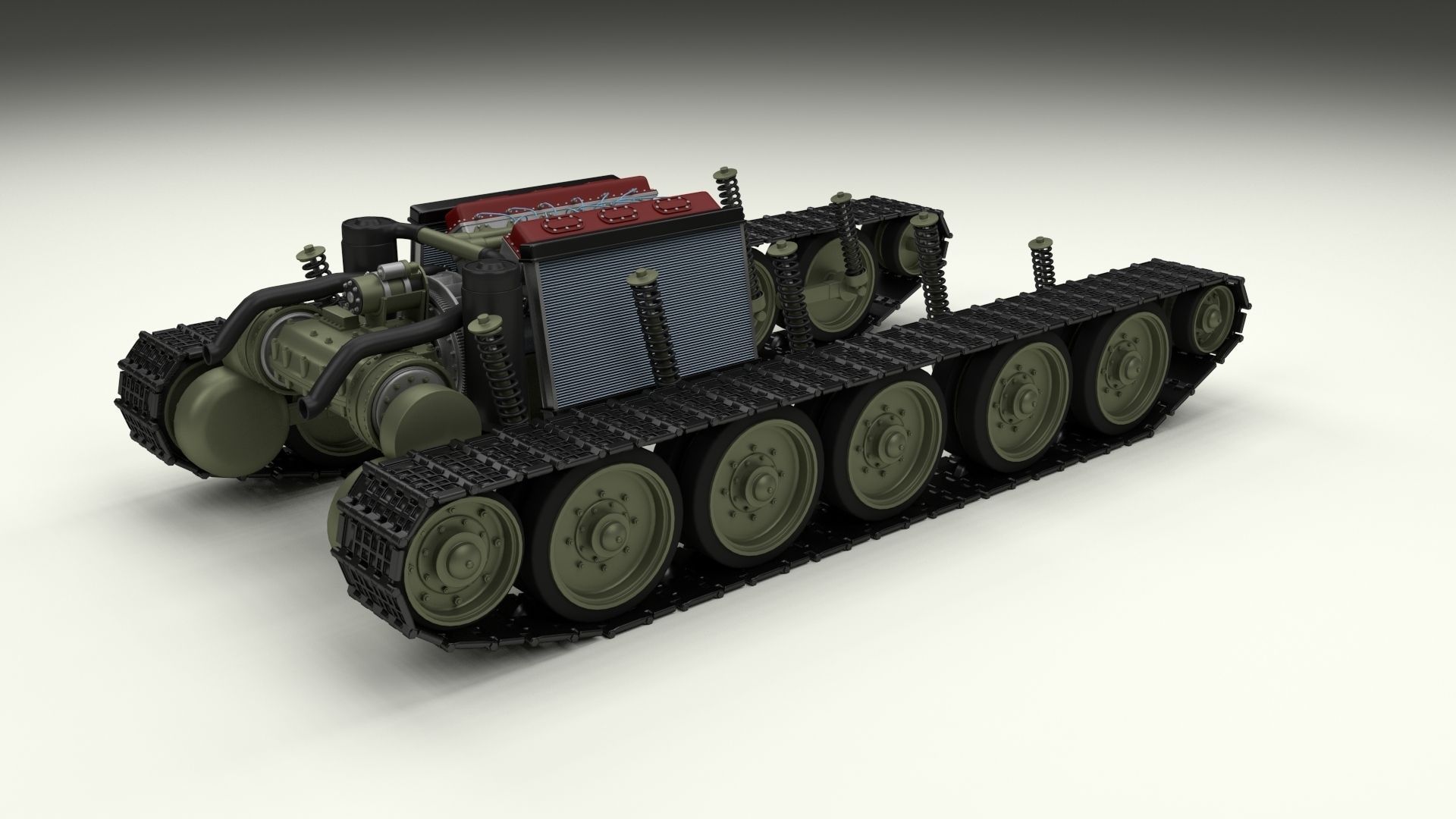 T34 Tank Drivetrain 3D Model .obj .fbx .stl .blend .dae