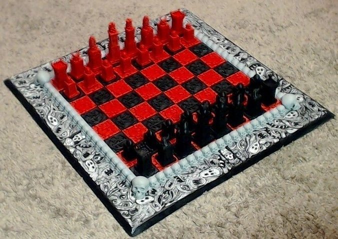 Evil Skull  Chess Set 3D print model
