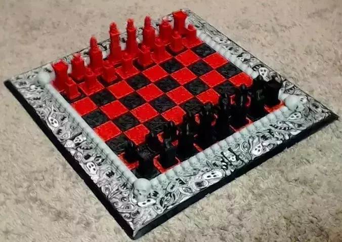 Evil Skull  Chess Set 3D print model