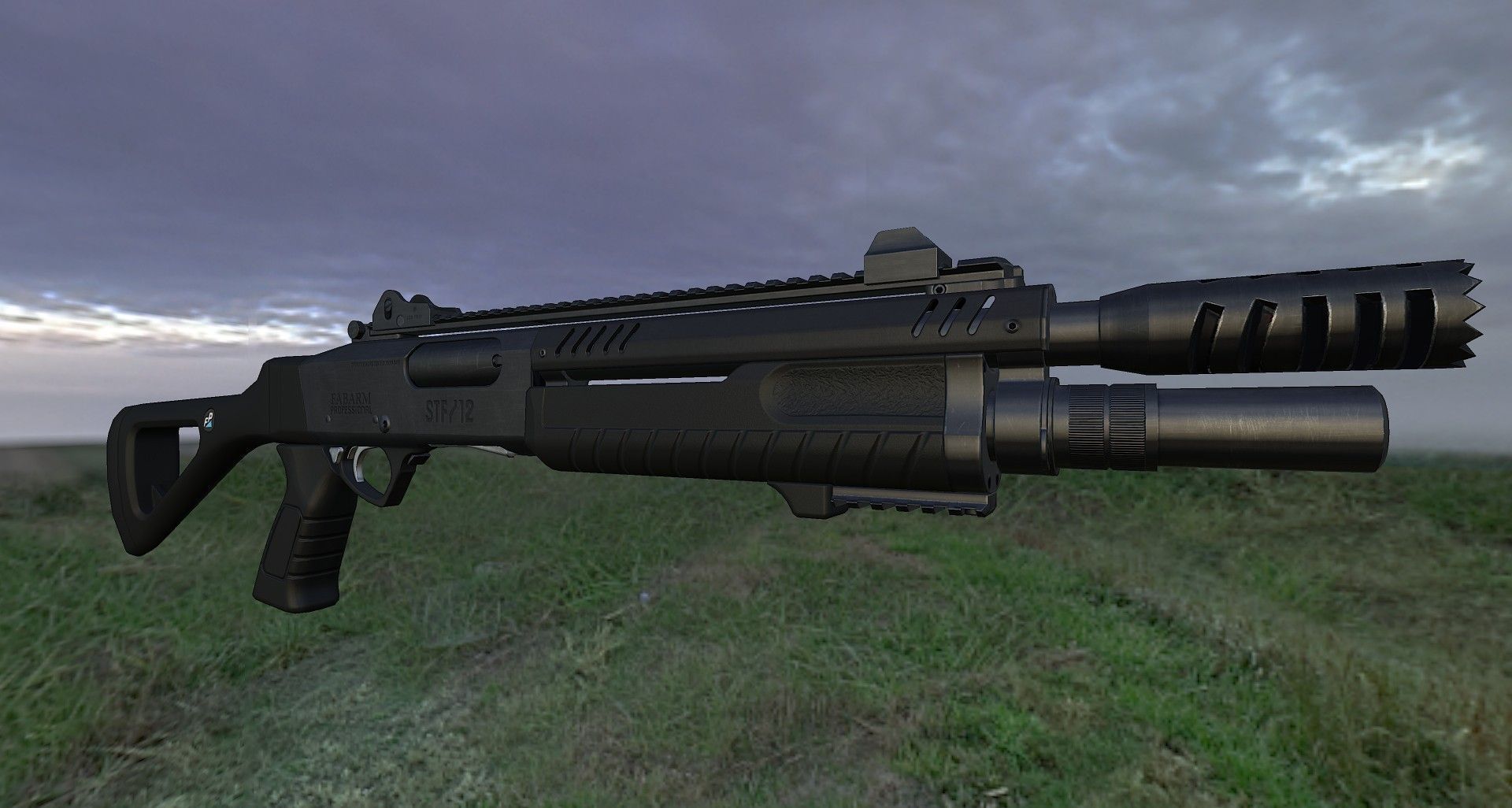 Fabarm STF12 compact Low-poly 3D model_37