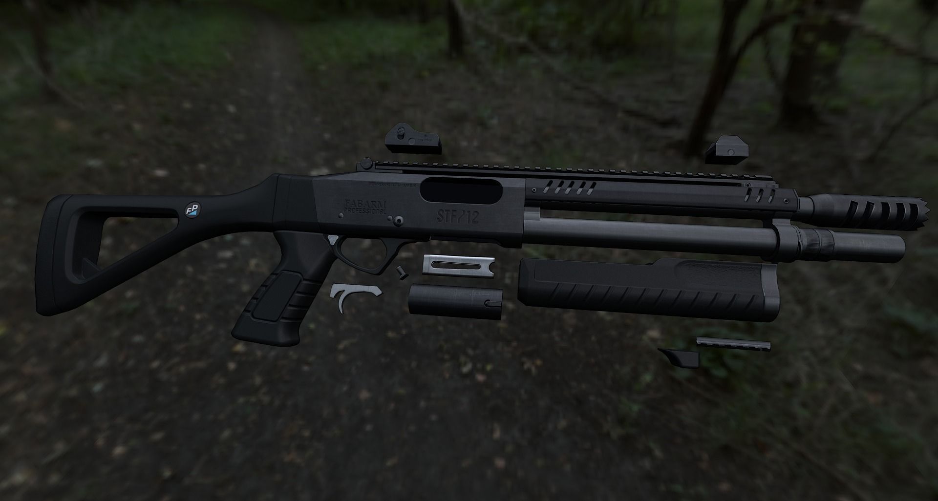Fabarm STF12 compact Low-poly 3D model_32