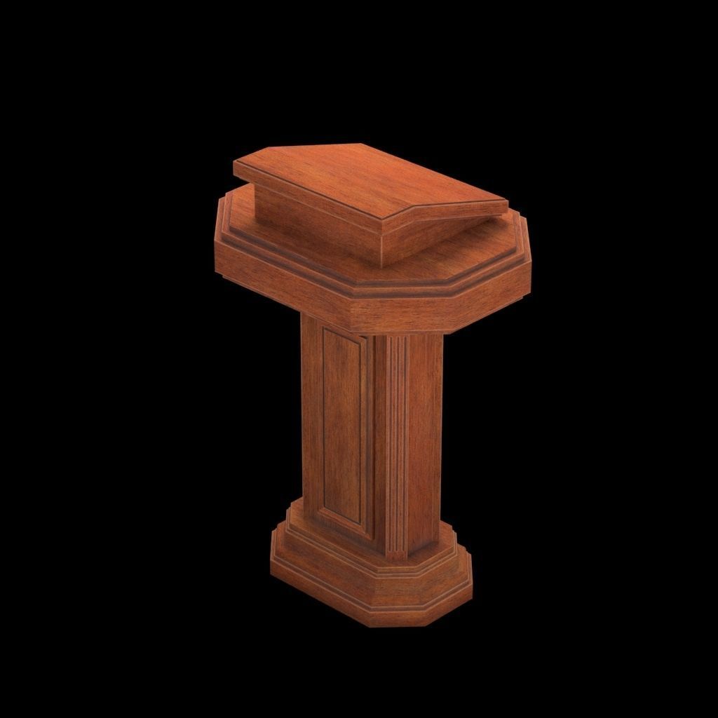 Wood pulpit Low-poly 3D model_2
