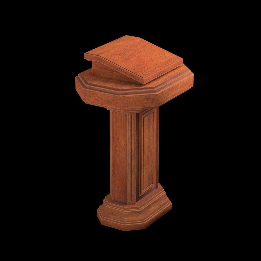 Wood pulpit Low-poly 3D model_8