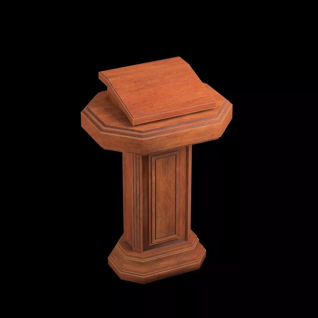 Wood pulpit Low-poly 3D model_0