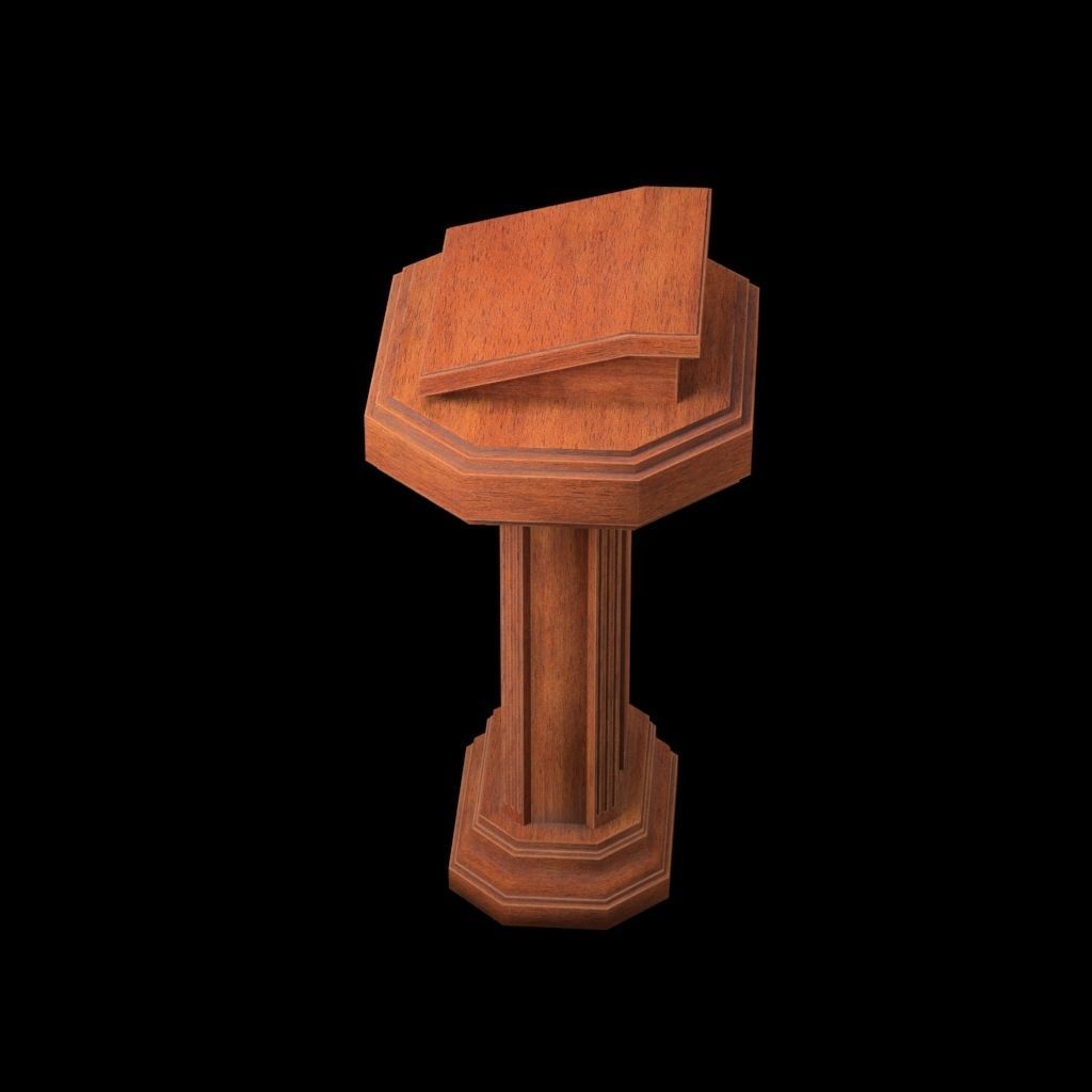 Wood pulpit Low-poly 3D model_4