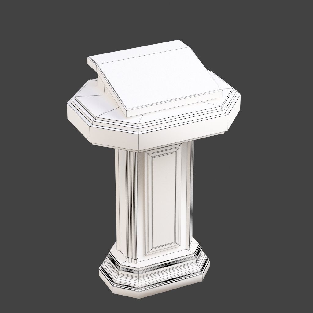 Wood pulpit Low-poly 3D model_9