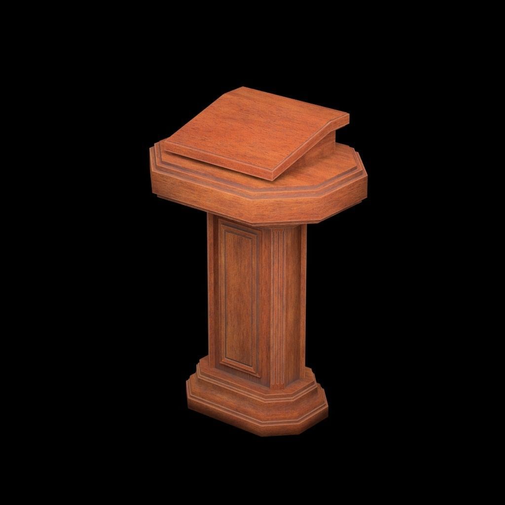 Wood pulpit Low-poly 3D model_5
