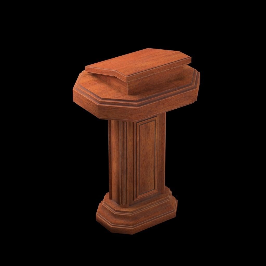 Wood pulpit Low-poly 3D model_3