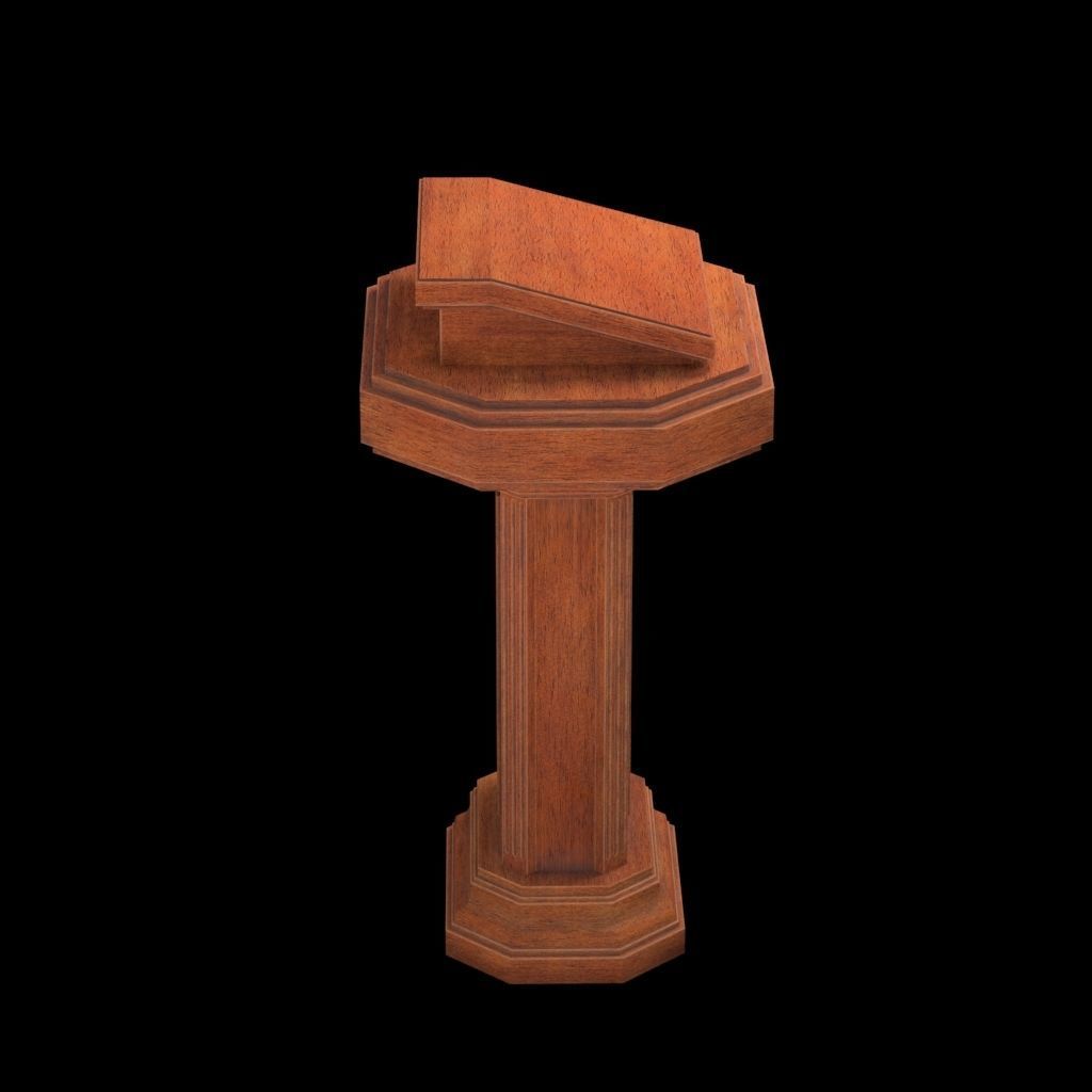 Wood pulpit Low-poly 3D model_1