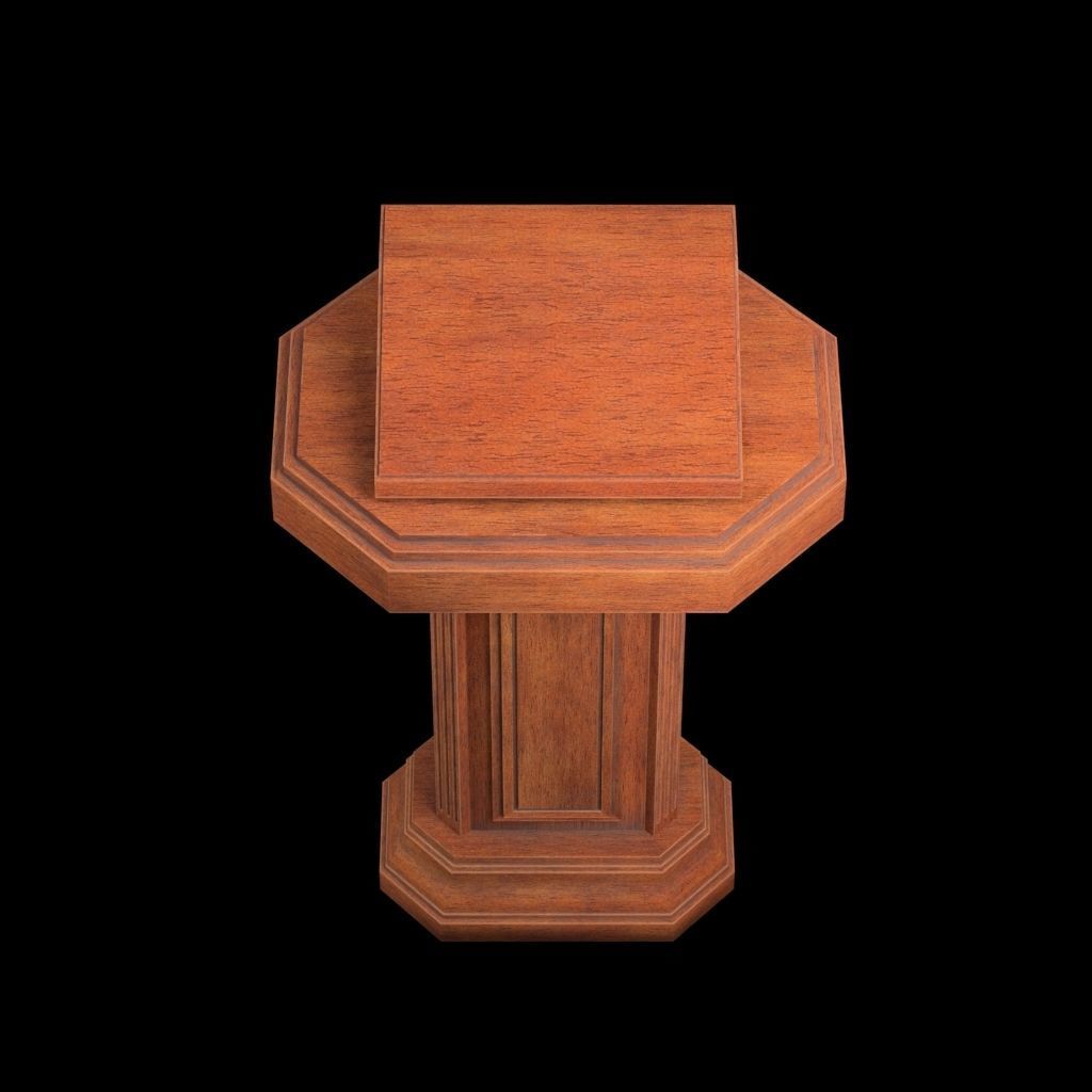 Wood pulpit Low-poly 3D model_6