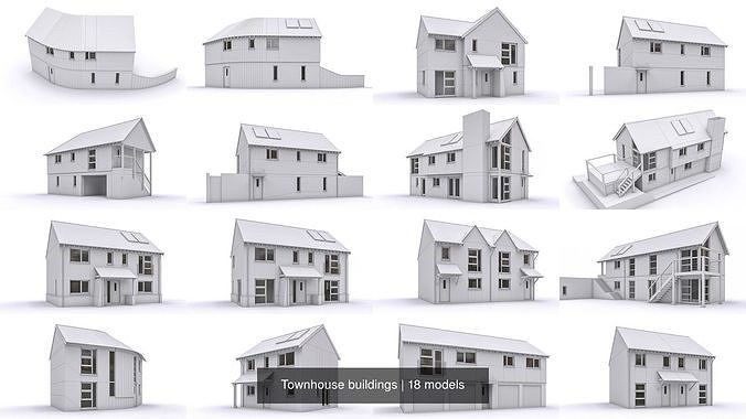 Townhouse buildings 3D Model Collection
