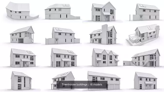 Townhouse buildings 3D Model Collection