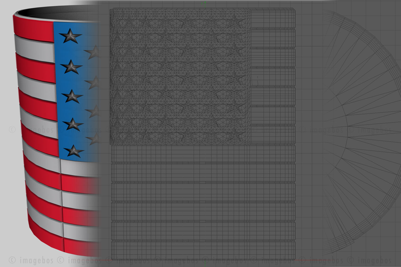 American Flag Cylinder 3D print model_7