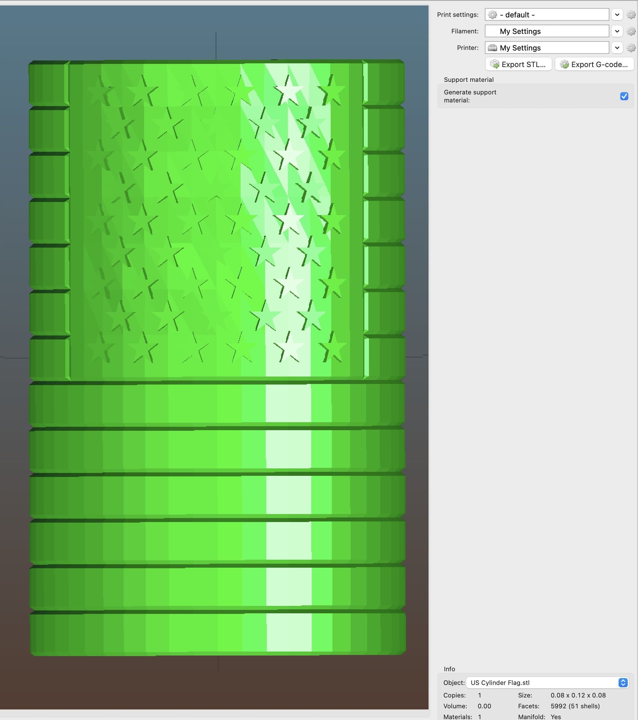 American Flag Cylinder 3D print model_2