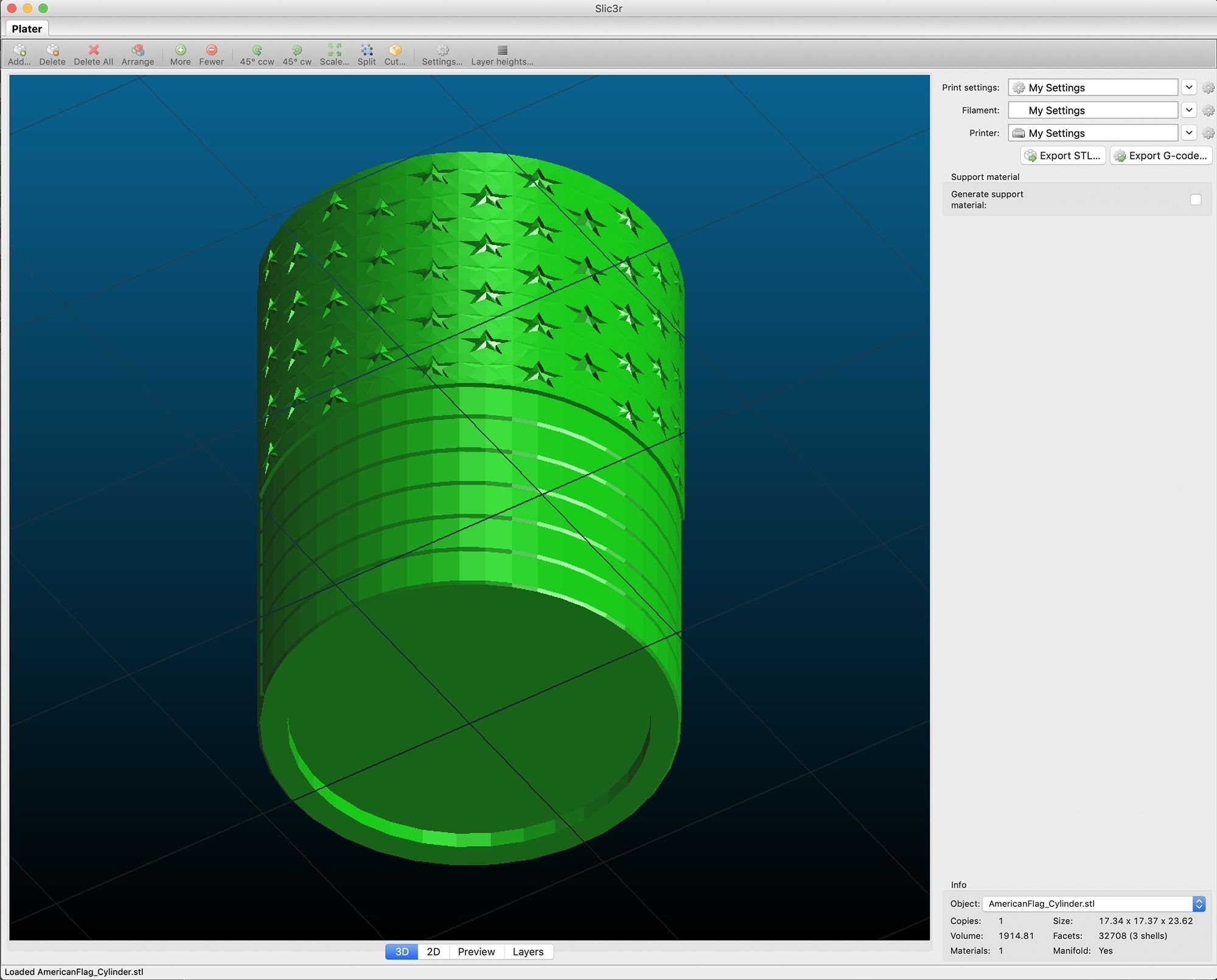 American Flag Cylinder 3D print model_10