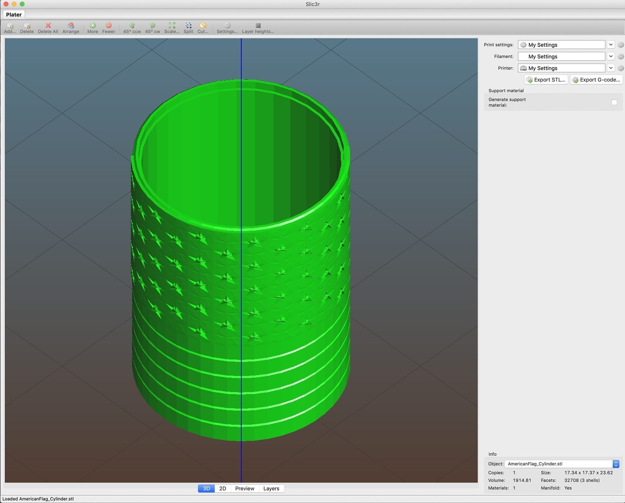 American Flag Cylinder 3D print model_9