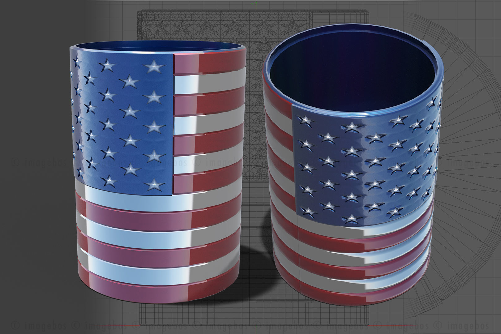 American Flag Cylinder 3D print model_6