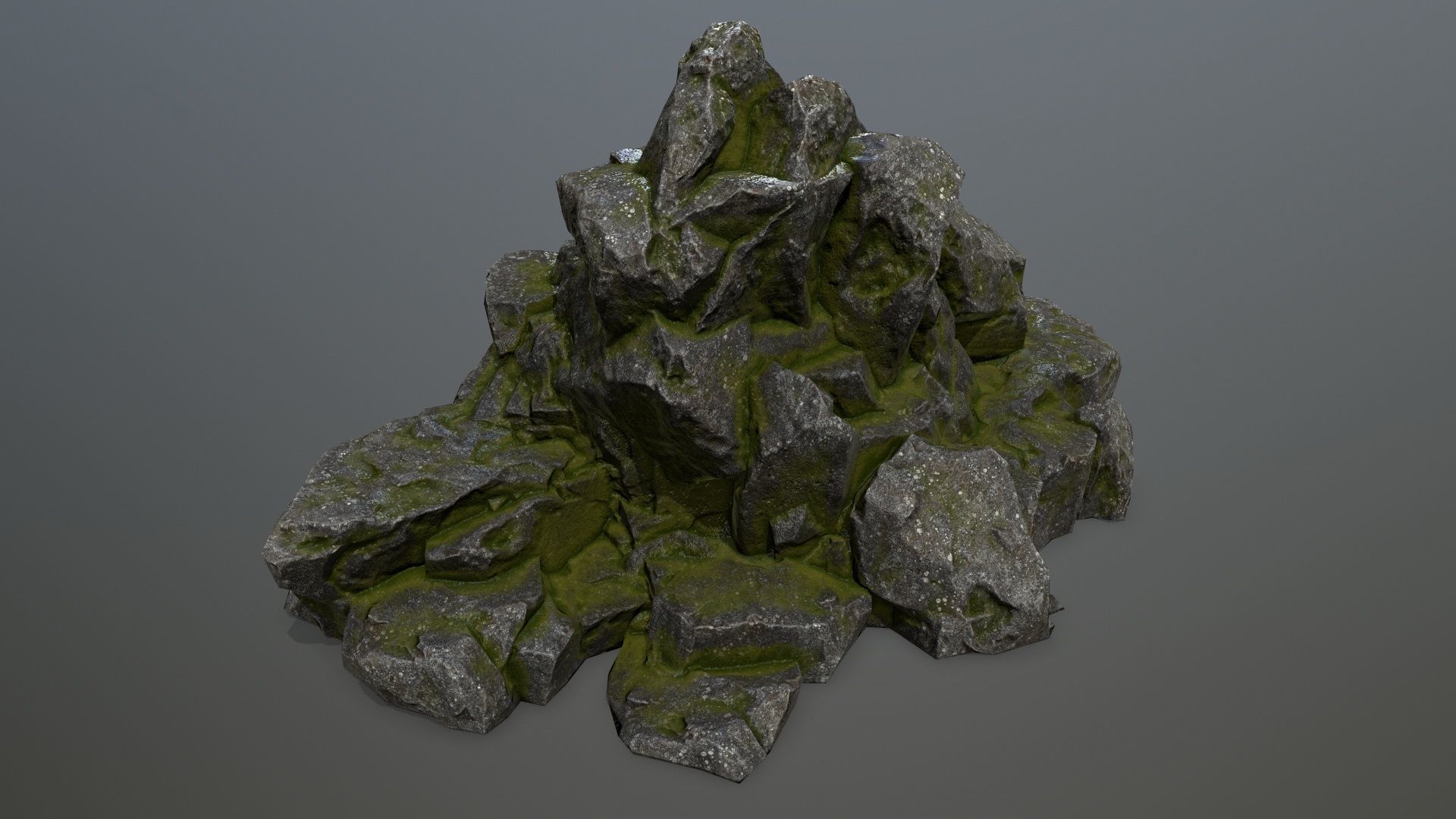 rocks rock with moss Low-poly 3D model_21