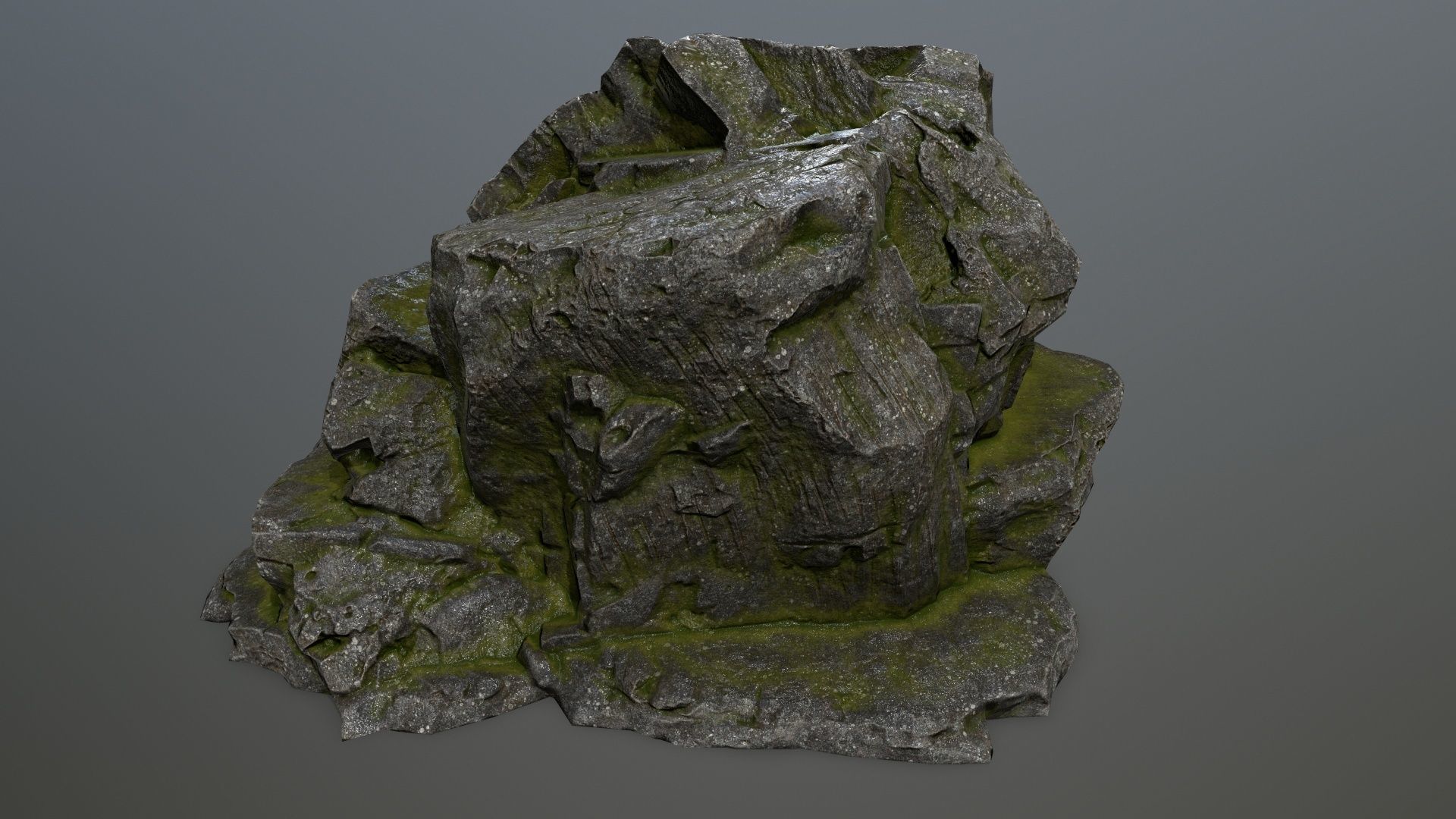 rocks rock with moss Low-poly 3D model_2