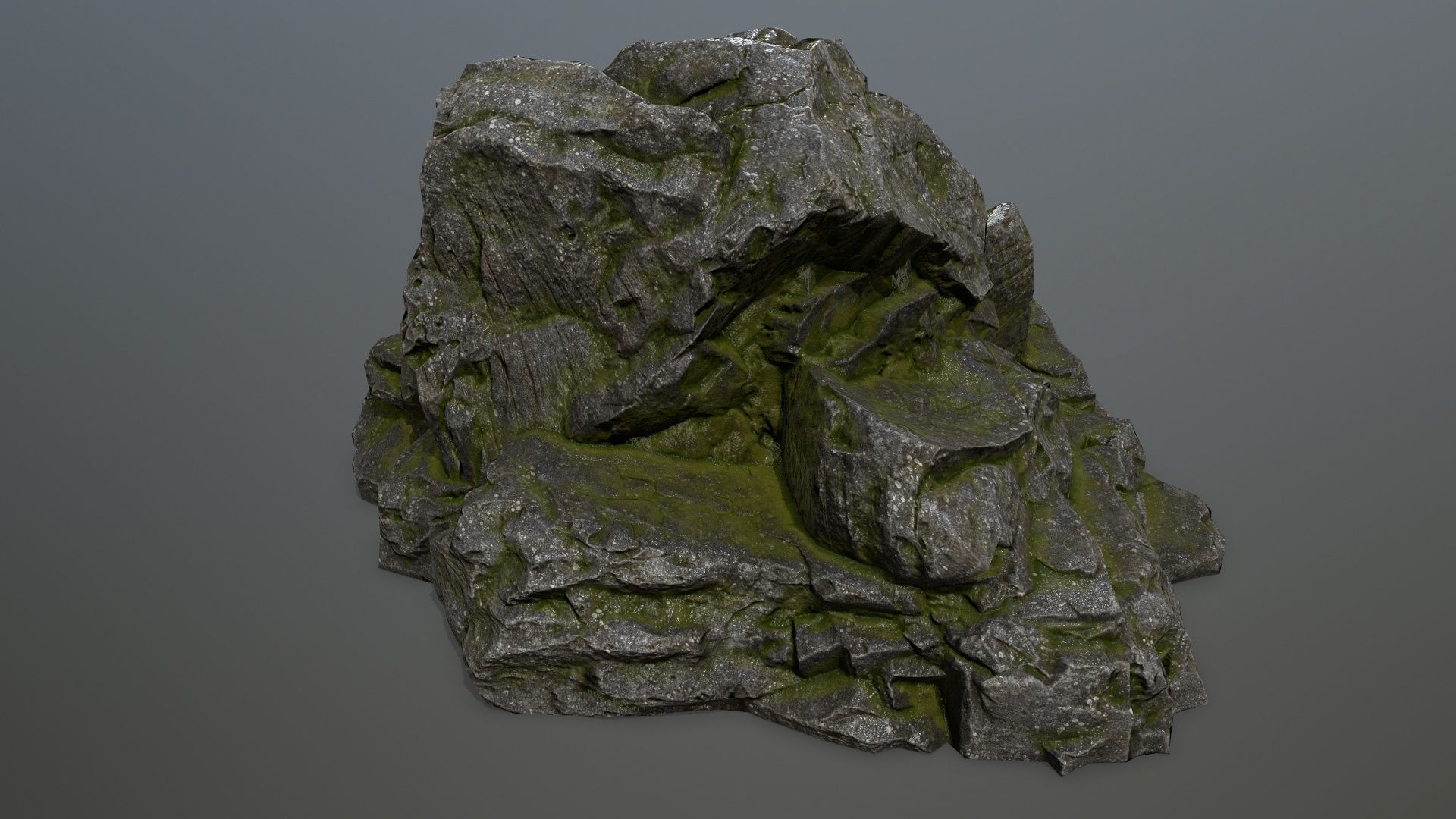 rocks rock with moss Low-poly 3D model_4