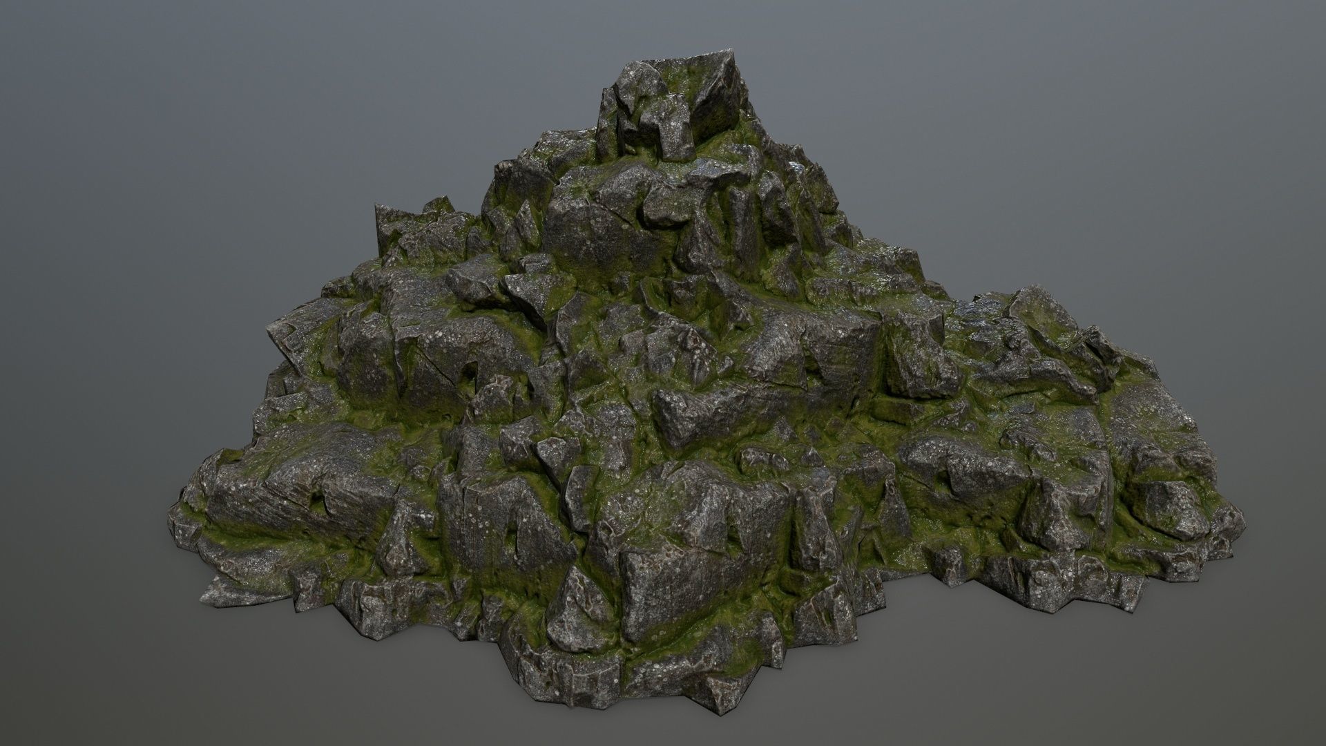 rocks rock with moss Low-poly 3D model_7