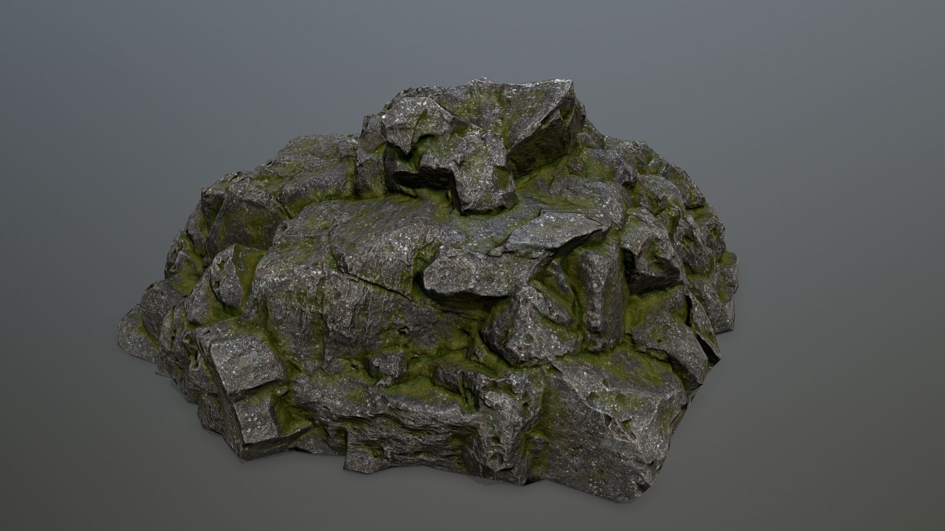 rocks rock with moss Low-poly 3D model_8