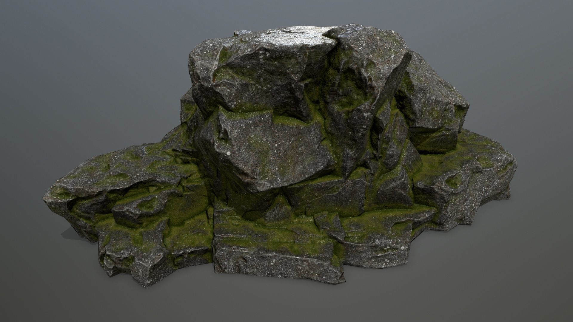 rocks rock with moss Low-poly 3D model_16