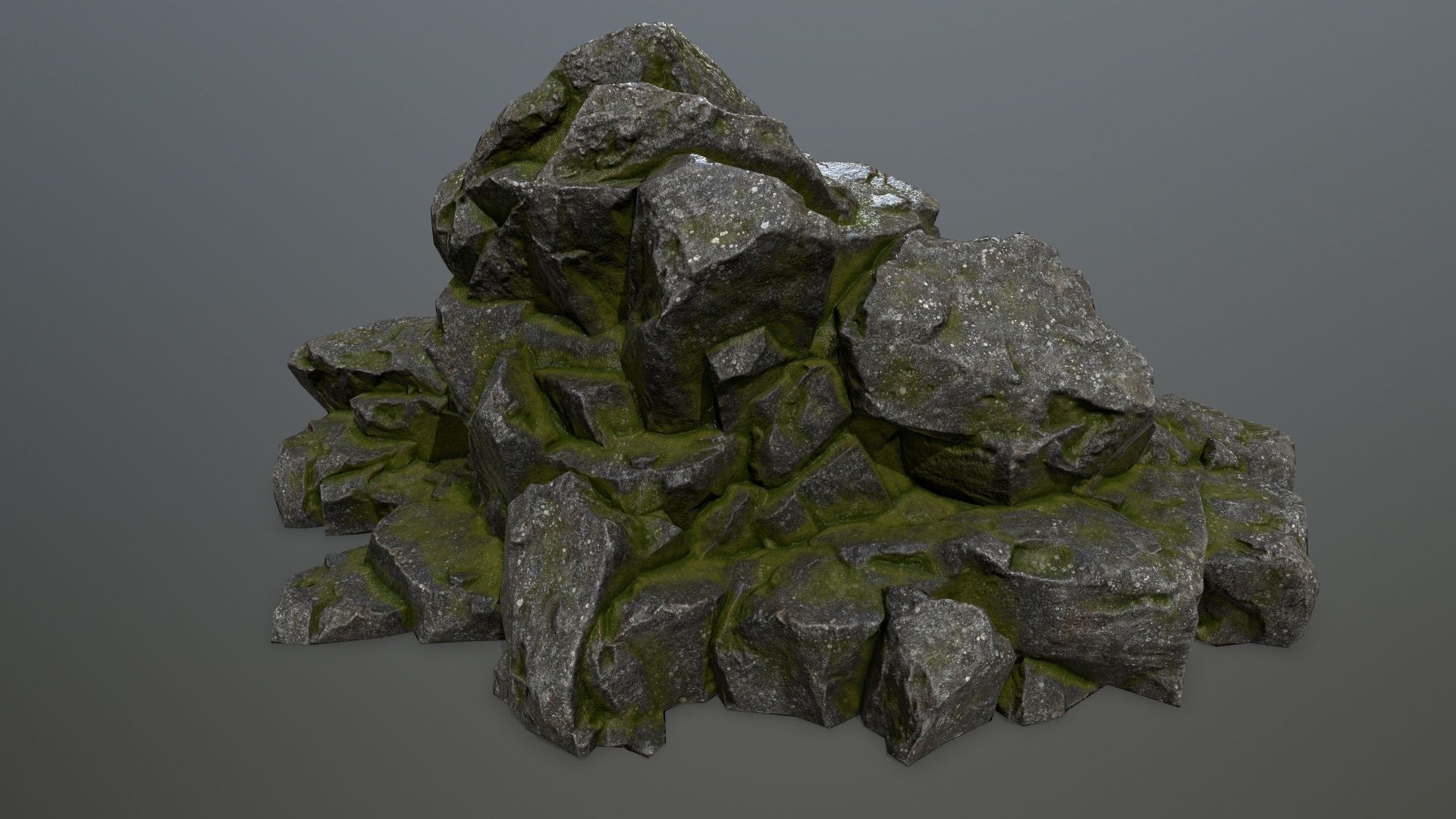 rocks rock with moss Low-poly 3D model_20