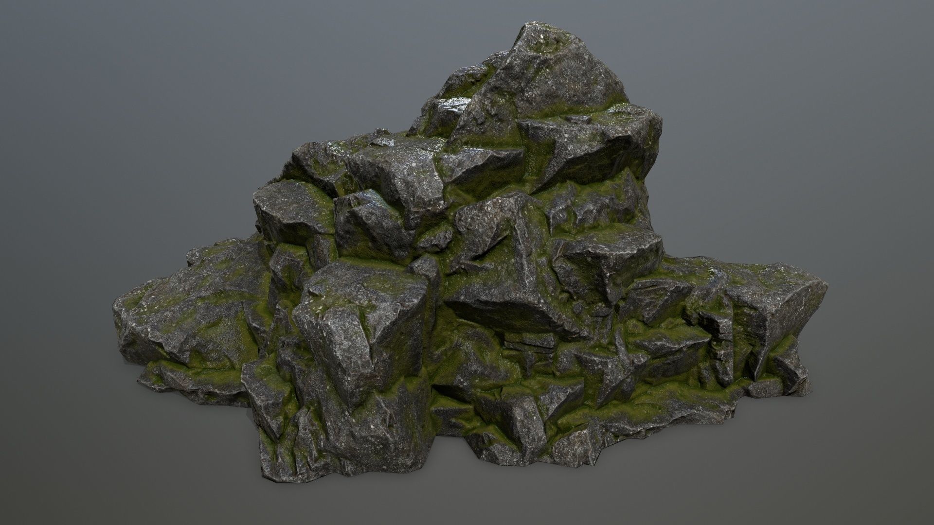 rocks rock with moss Low-poly 3D model_23