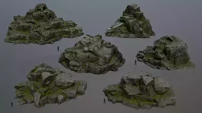 rocks rock with moss