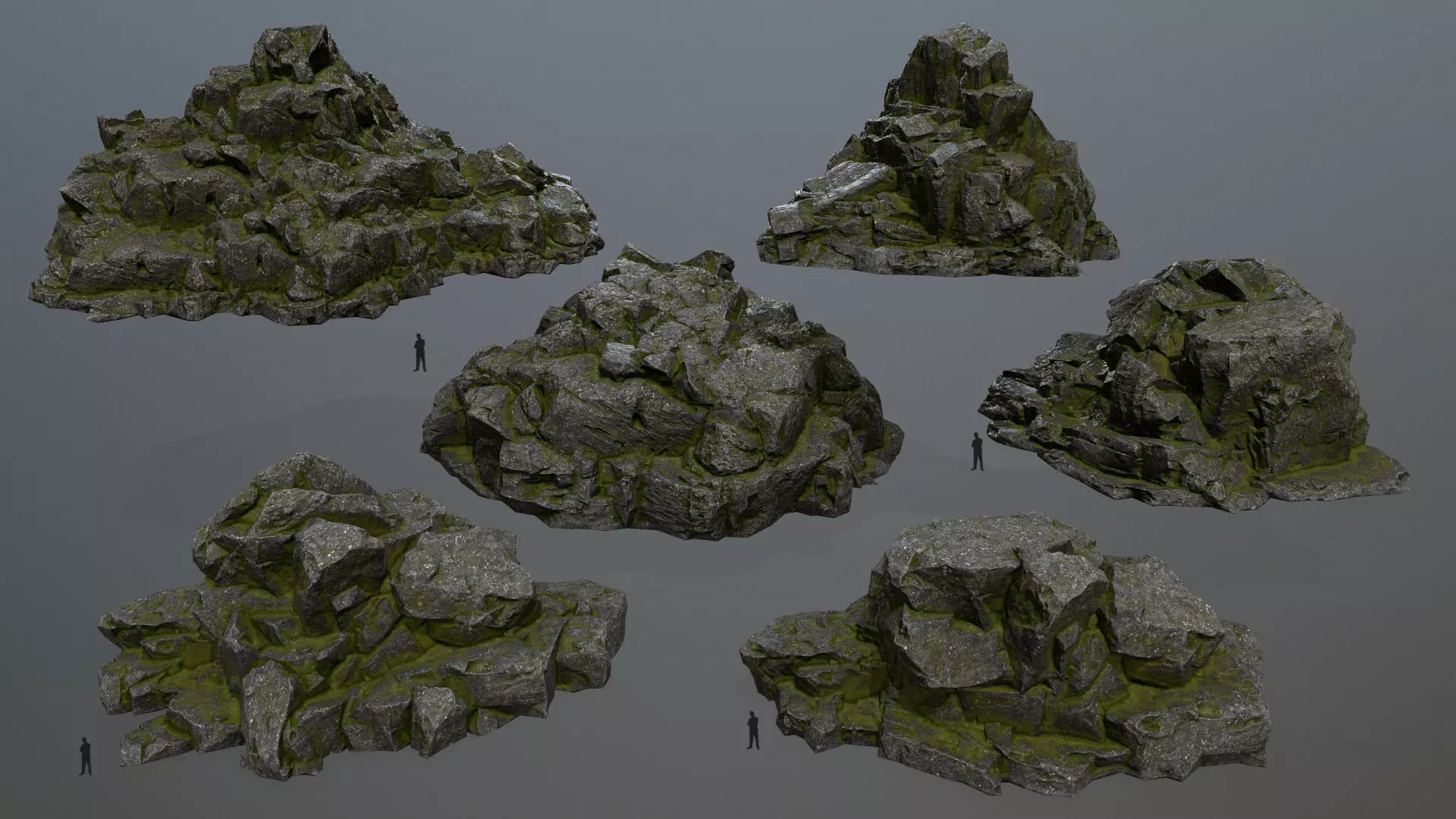rocks rock with moss Low-poly 3D model_0