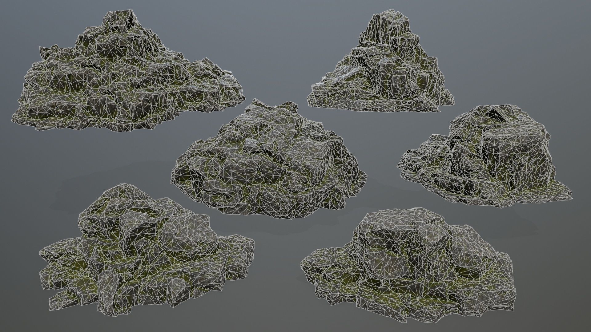 rocks rock with moss Low-poly 3D model_28