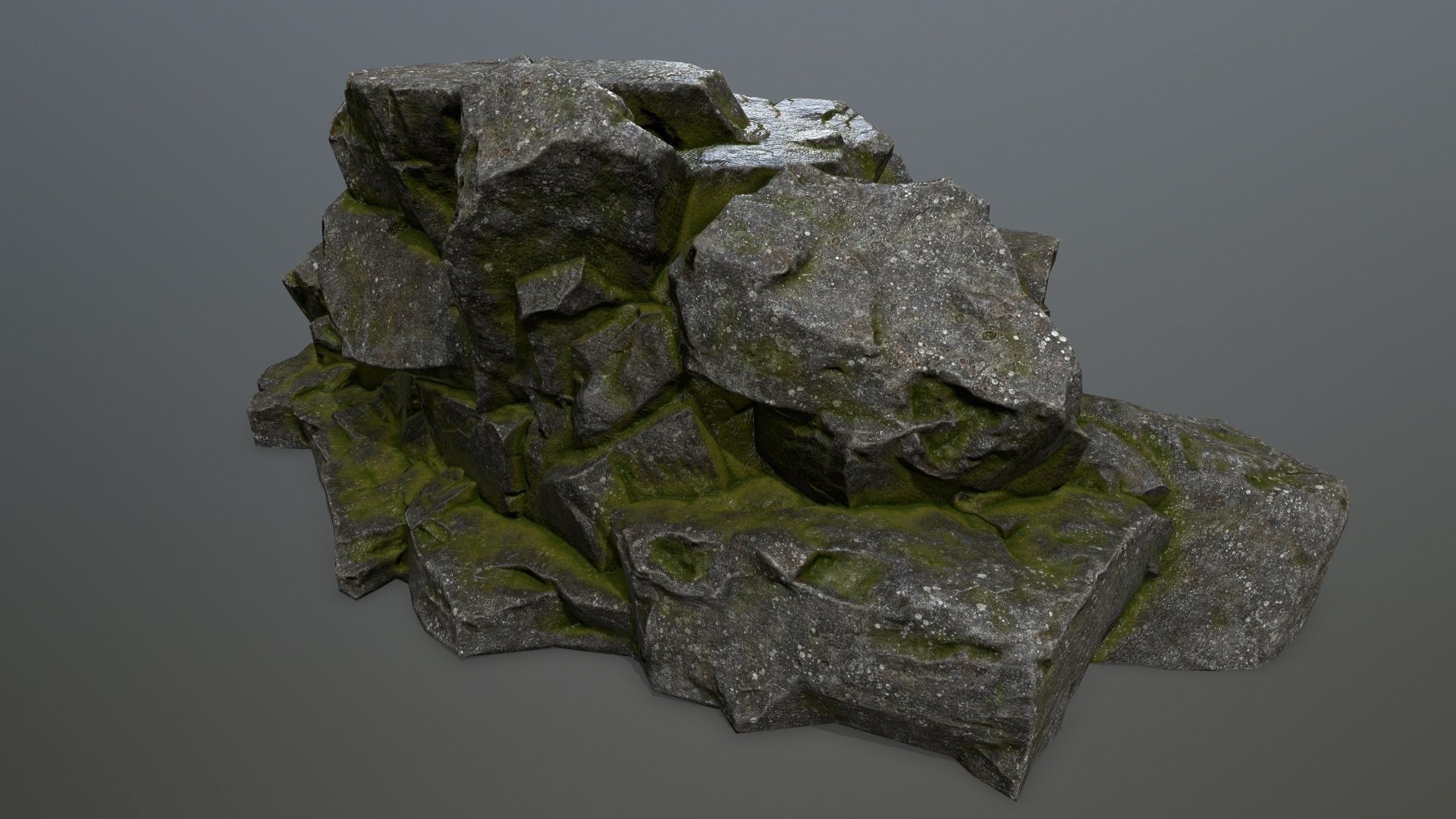 rocks rock with moss Low-poly 3D model_17