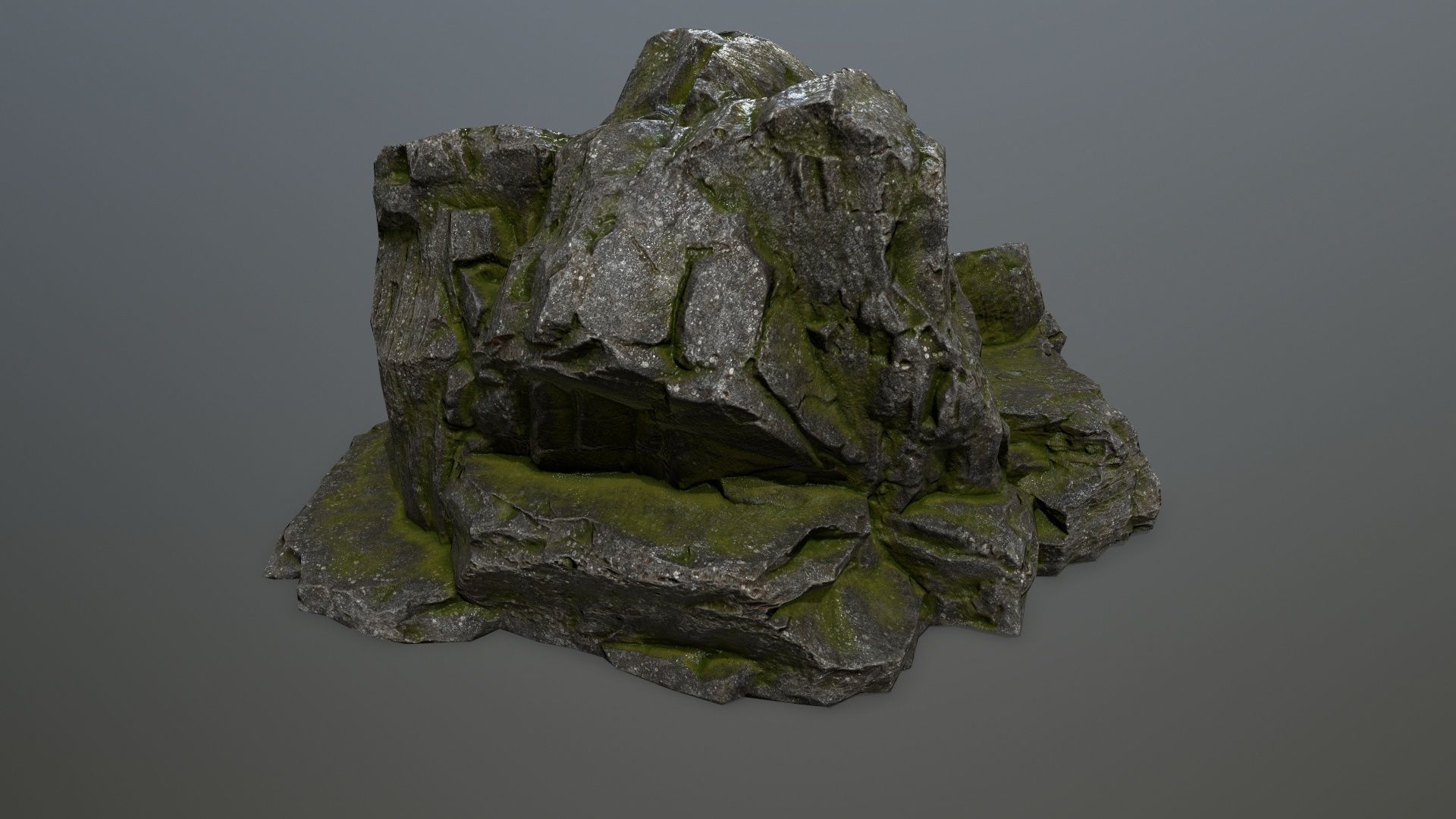 rocks rock with moss Low-poly 3D model_3