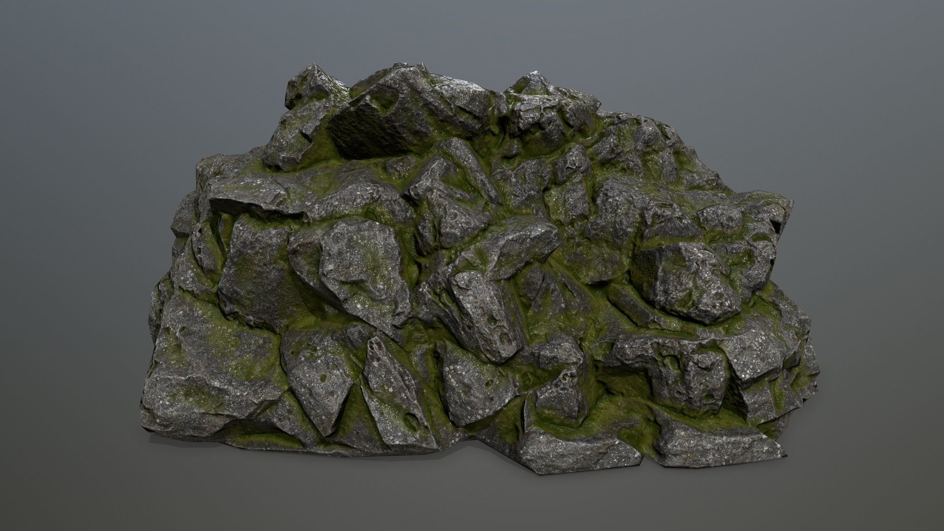 rocks rock with moss Low-poly 3D model_9