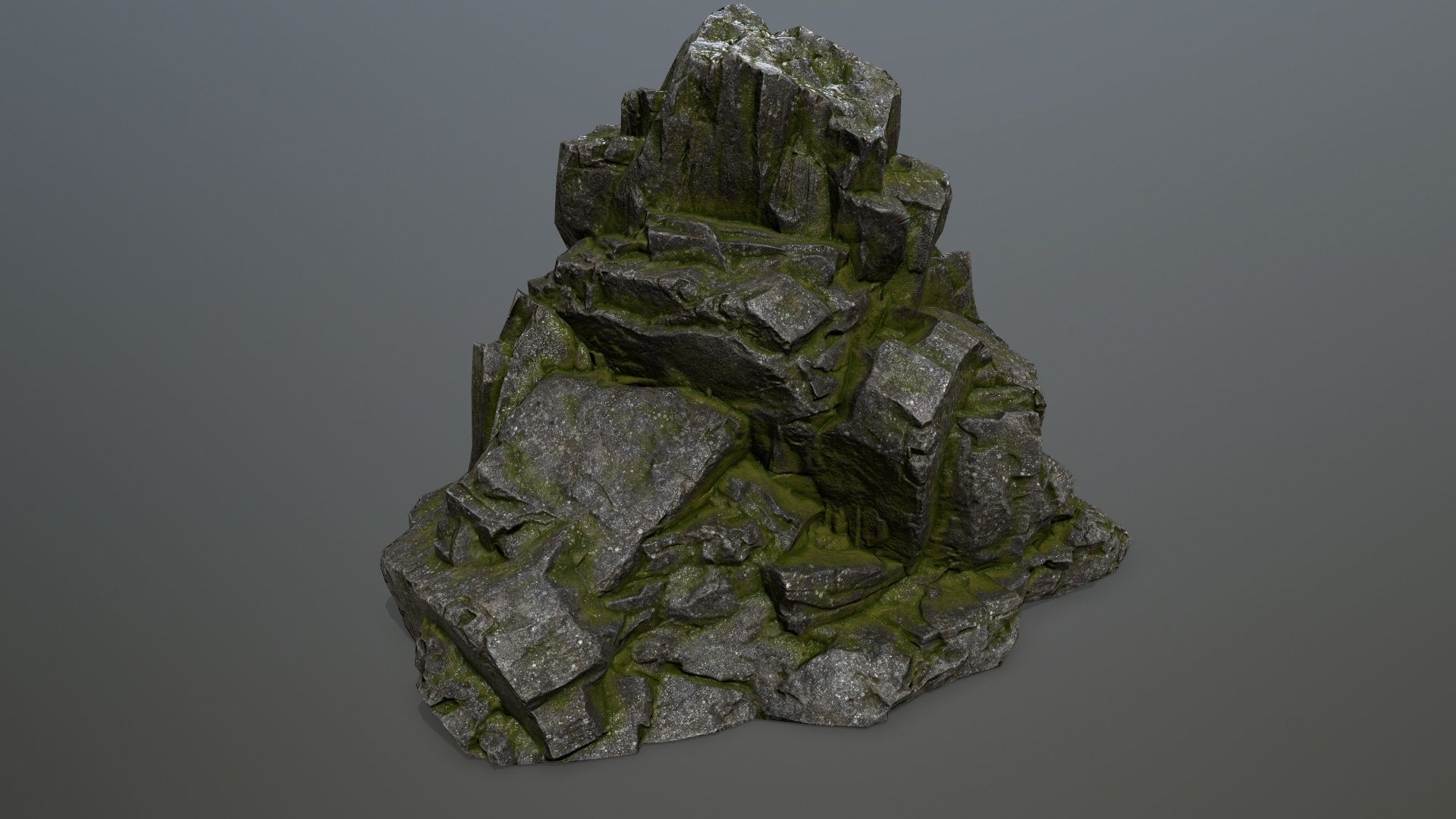 rocks rock with moss Low-poly 3D model_12