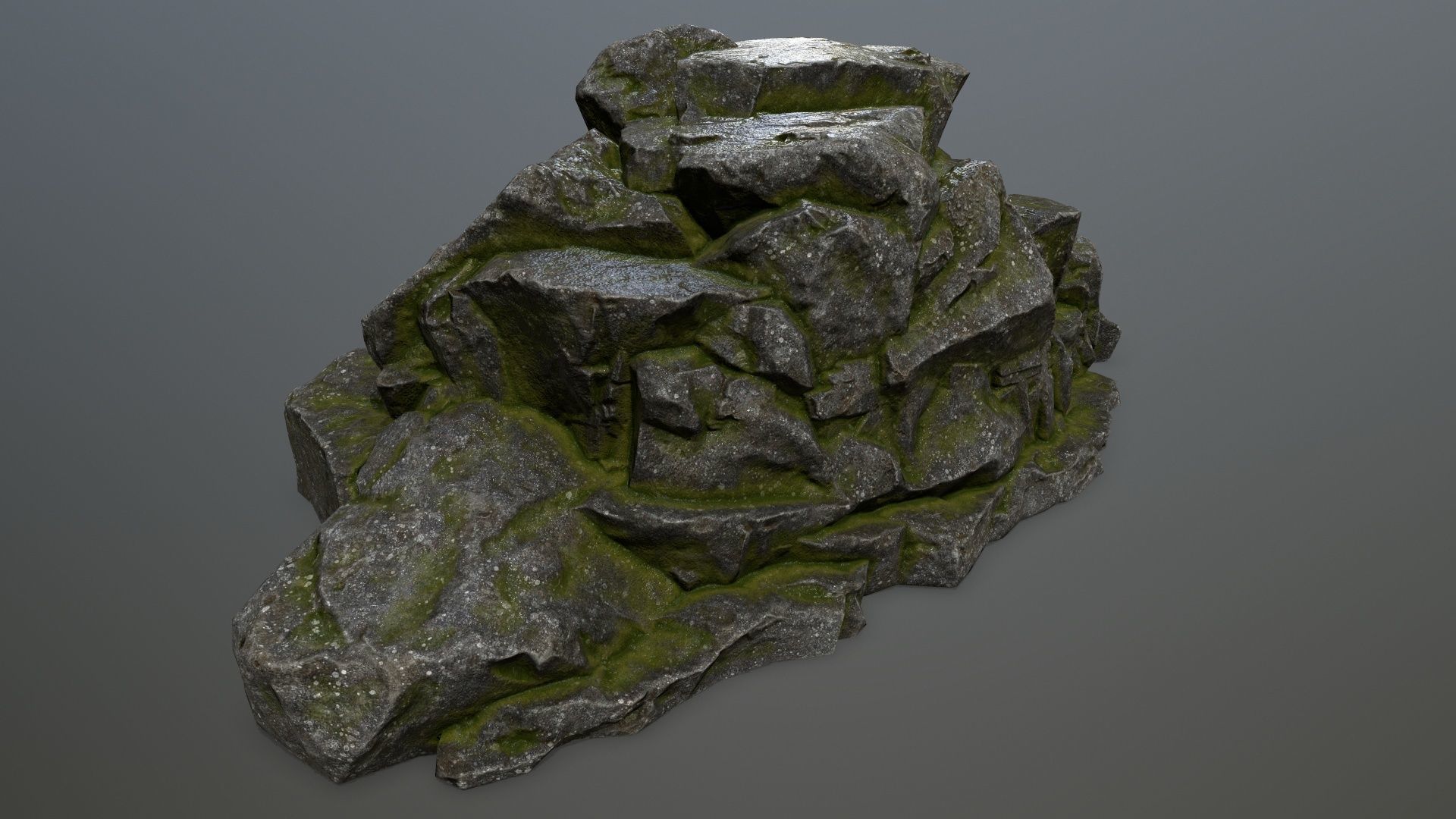 rocks rock with moss Low-poly 3D model_18