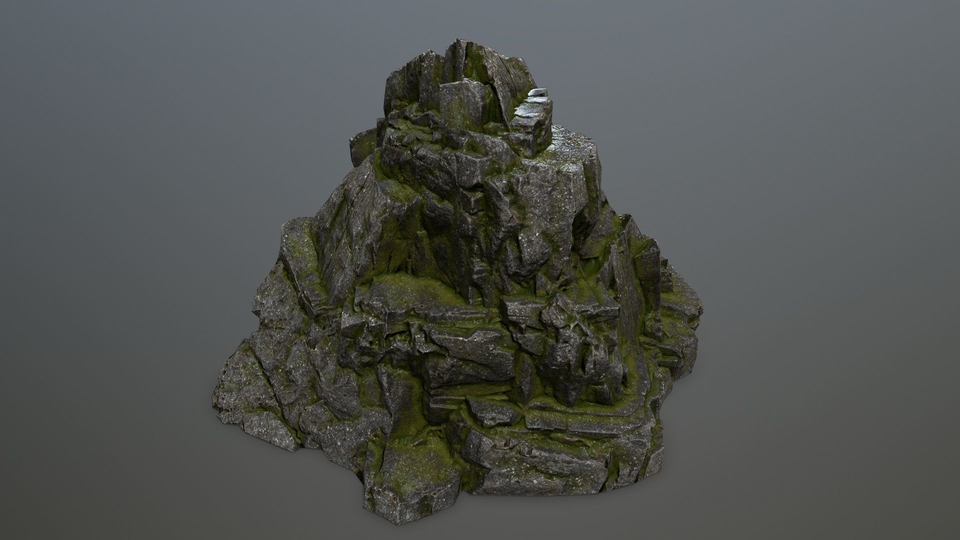 rocks rock with moss Low-poly 3D model_14